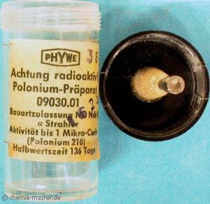 Polonium als Quelle f&uuml;r alpha-Strahlen