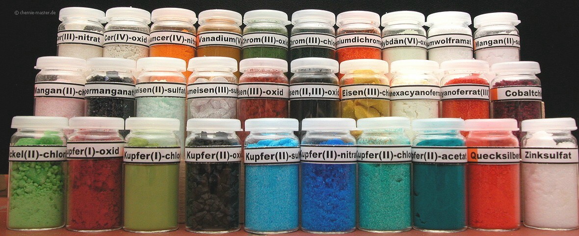 Viele Verbindungen der &Uuml;bergangselemente sind farbig.